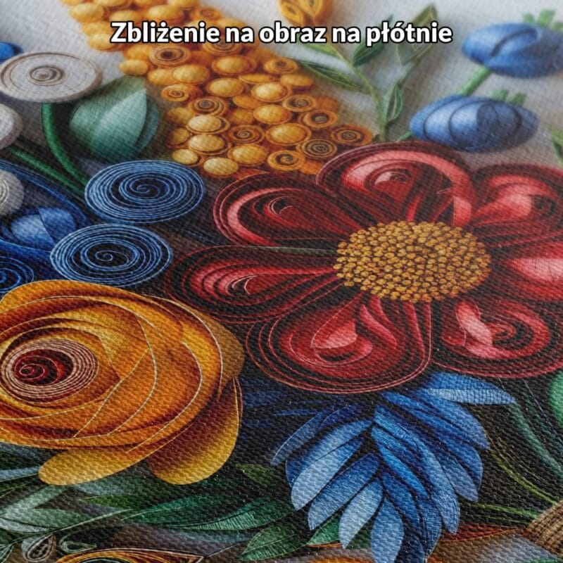 niebieski czerwony żółty częściowo abstrakcyjny plakat na ścianę do sypialni