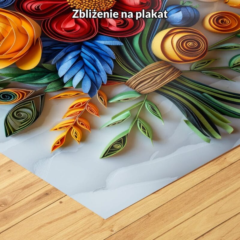 Plakat bukiet z papierowych kwiatów do salonu