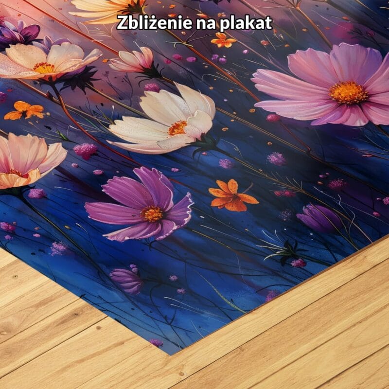 fioletowy różowy pomarańczowy realistyczny obraz na ścianę do sypialni