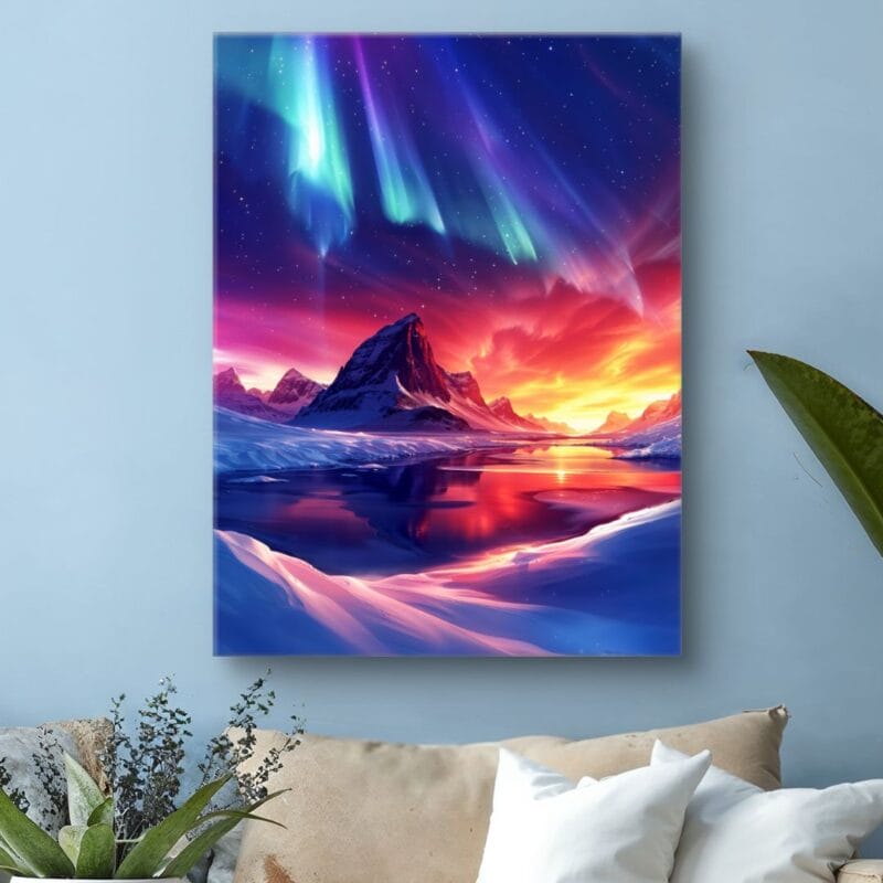 Obraz natura zorza polarna góry jezioro do salonu