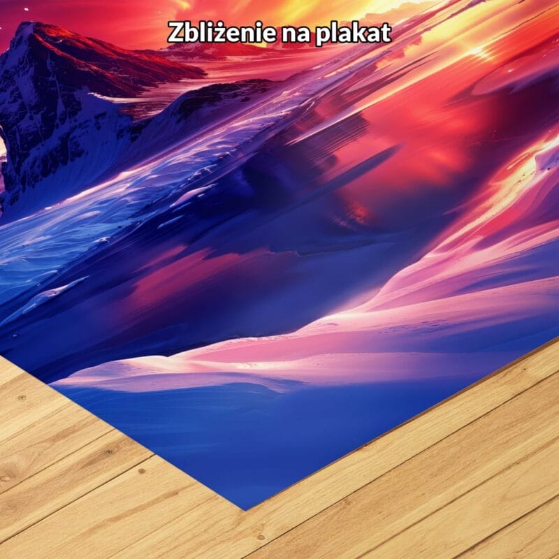 niebieski fioletowy pomarańczowy częściowo abstrakcyjny obraz na ścianę do sypialni