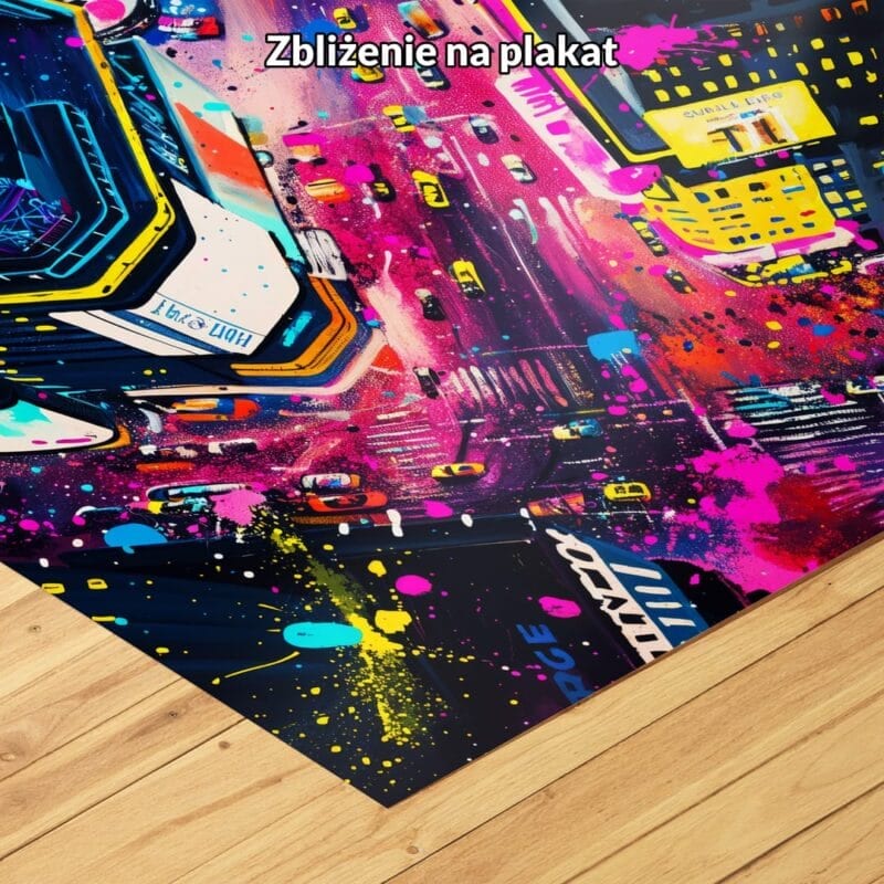 niebieski różowy żółty częściowo abstrakcyjny obraz na ścianę do biura i pracy