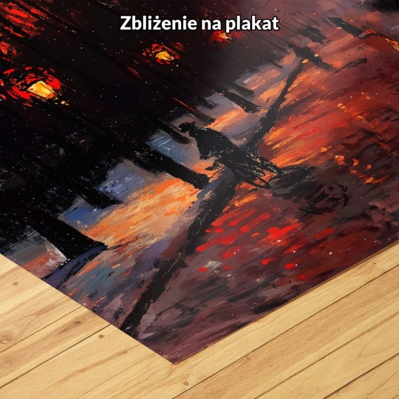 czerwony czarny pomarańczowy realistyczny obraz na ścianę do przedpokoju i korytarza