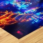 Plakat krajobraz miejski noc neonowy realizm