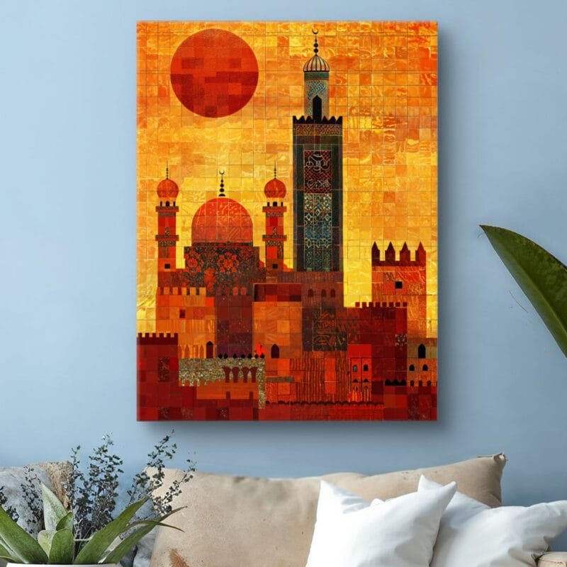 Obraz do salonu orientalna architektura kubizm