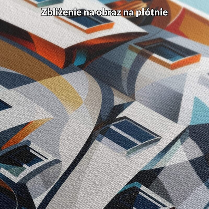 biały pomarańczowy niebieski abstrakcyjny plakat na ścianę do salonu