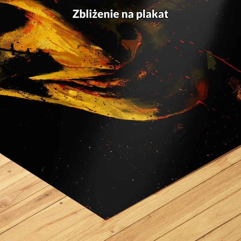 czarny żółty pomarańczowy częściowo abstrakcyjny obraz na ścianę do sypialni