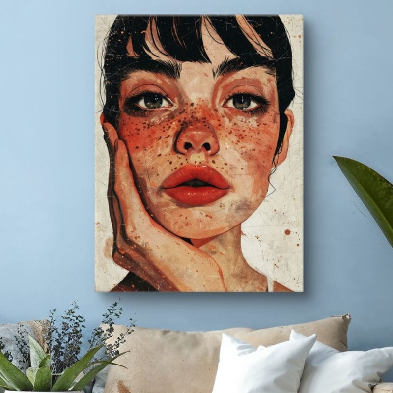 Obraz twarz kobiety portret realistyczny do salonu