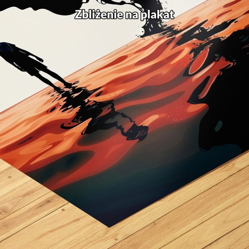 czerwony czarny beżowy częściowo abstrakcyjny obraz na ścianę do sypialni