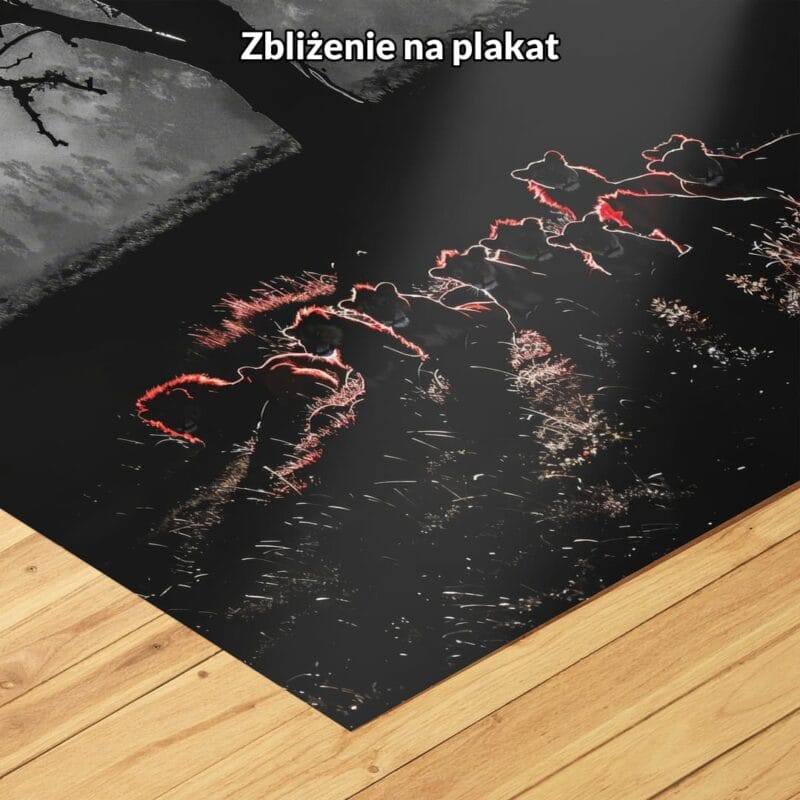 Plakat krajobraz nocne pejzaże lwy pod drzewem