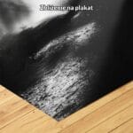 czarno-biały realistyczny plakat na ścianę do przedpokoju i korytarza Plakat leśny krajobraz we mgle do salonu