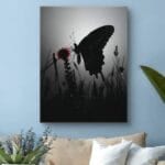 Plakat do salonu Motyl na Czarnym Kwiecie