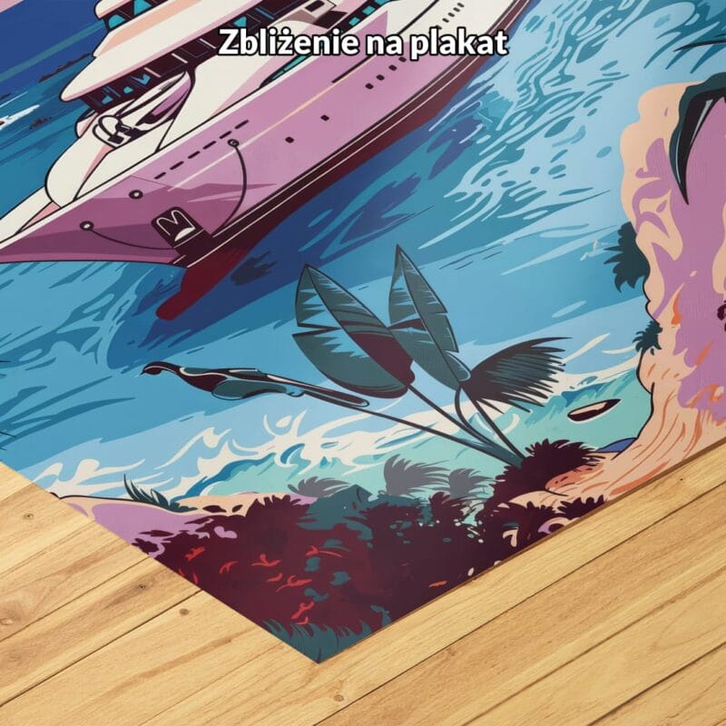 Plakat morze i ocean jacht o zachodzie słońca