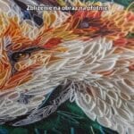 pomarańczowy zielony biały częściowo abstrakcyjny plakat na ścianę