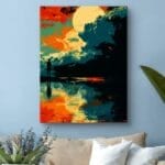 Plakat do salonu fantastyczny krajobraz nad wodą Plakat do salonu fantastyczny krajobraz nad wodą