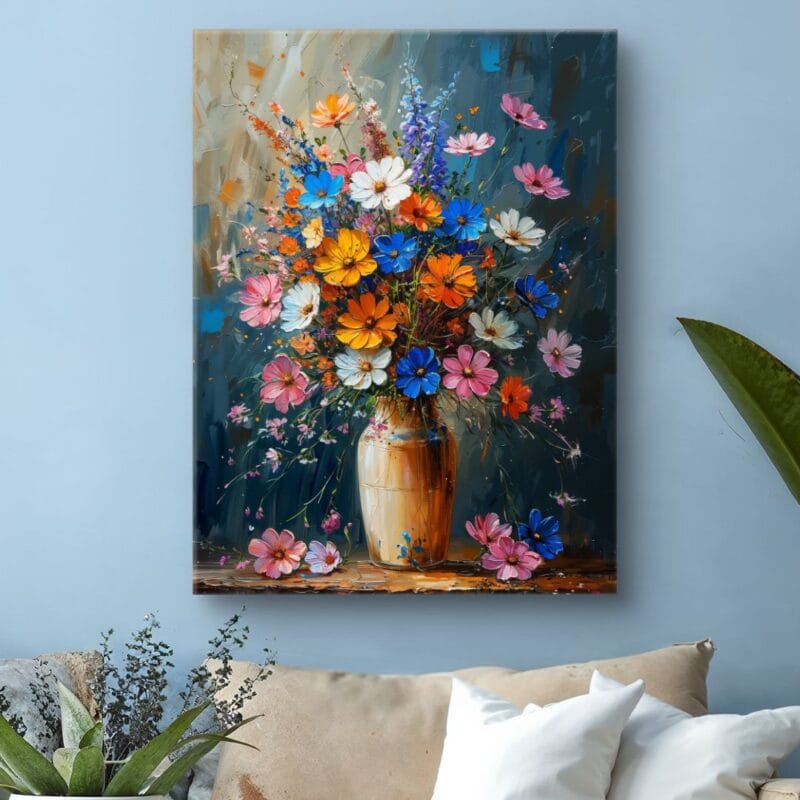 Obraz rośliny i kwiaty do salonu bukiet kwiatów
