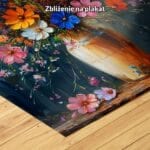 pomarańczowy niebieski biały realistyczny obraz na ścianę do sypialni