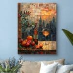 Obraz do salonu wieczór z winem w mieście