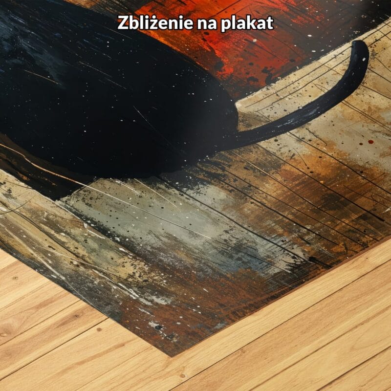 czarny pomarańczowy brązowy częściowo abstrakcyjny obraz na ścianę do gabinetu