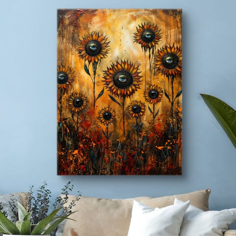 Obraz natura kwiaty surrealizm pomarańczowy żółty