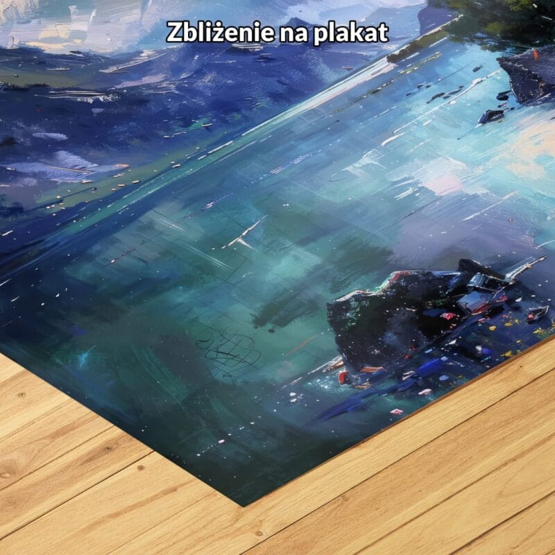 fioletowy zielony niebieski realistyczny obraz na ścianę do sypialni