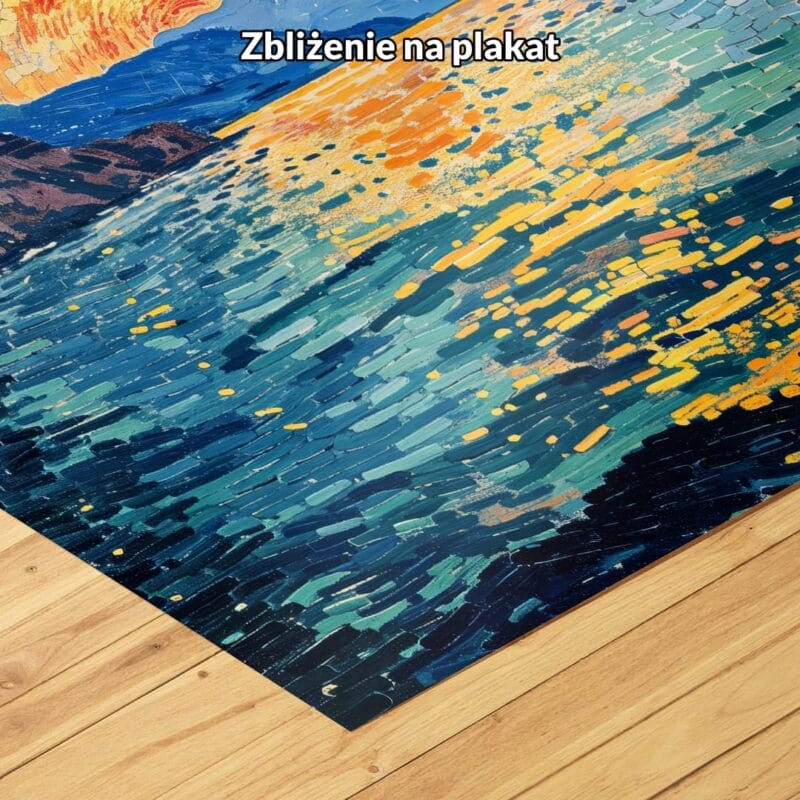 niebieski żółty pomarańczowy częściowo abstrakcyjny obraz na ścianę do sypialni