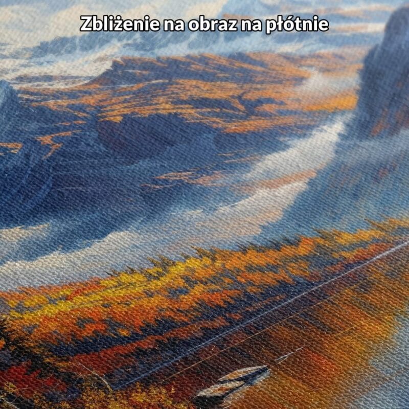 Obraz jesienny krajobraz ośnieżone góry niebieski