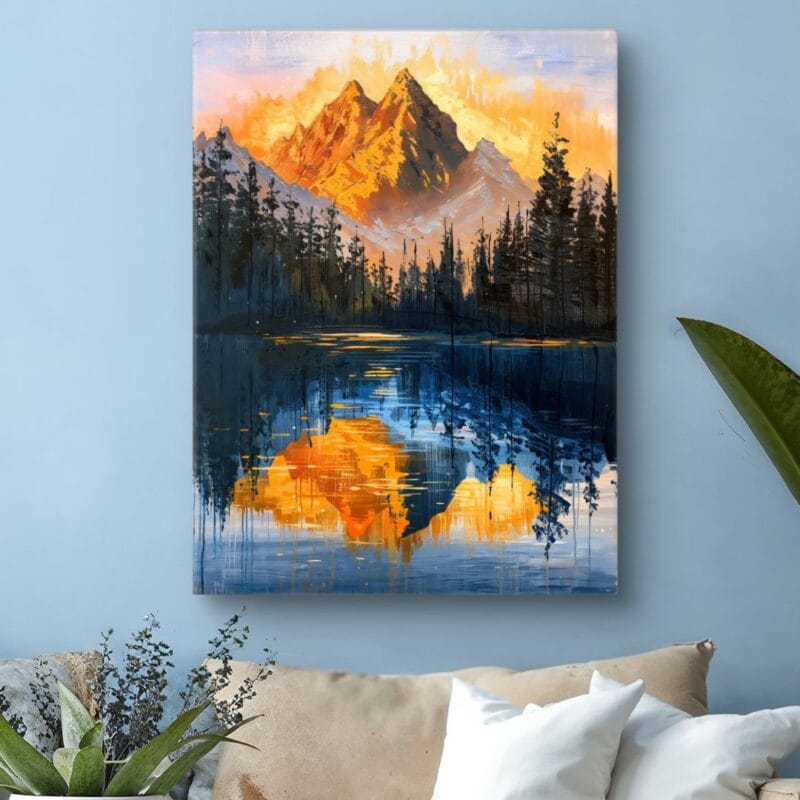 Obraz krajobraz górski z jeziorem nowoczesny