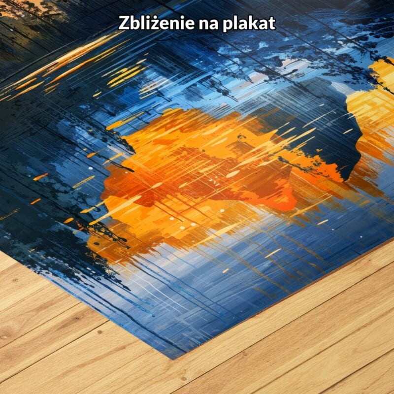 pomarańczowy niebieski granatowy realistyczny obraz na ścianę do biura i pracy