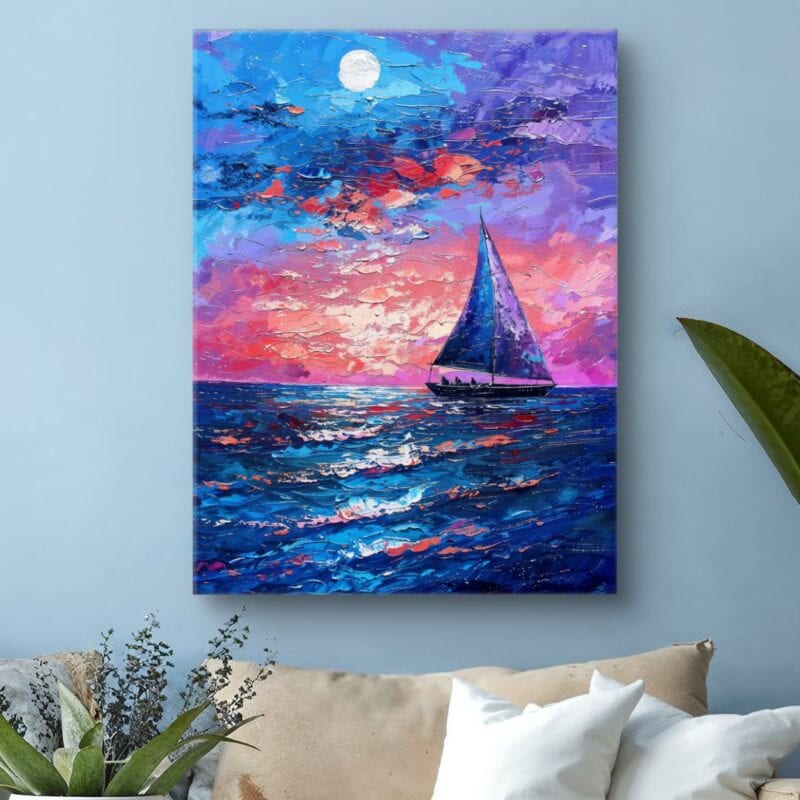 Obraz na płótnie do salonu żaglówka na barwnym niebie