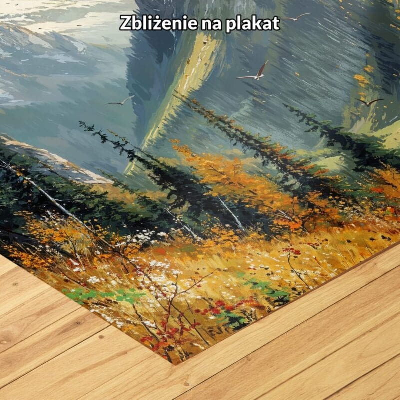 zielony brązowy niebieski realistyczny obraz na ścianę do biura i pracy