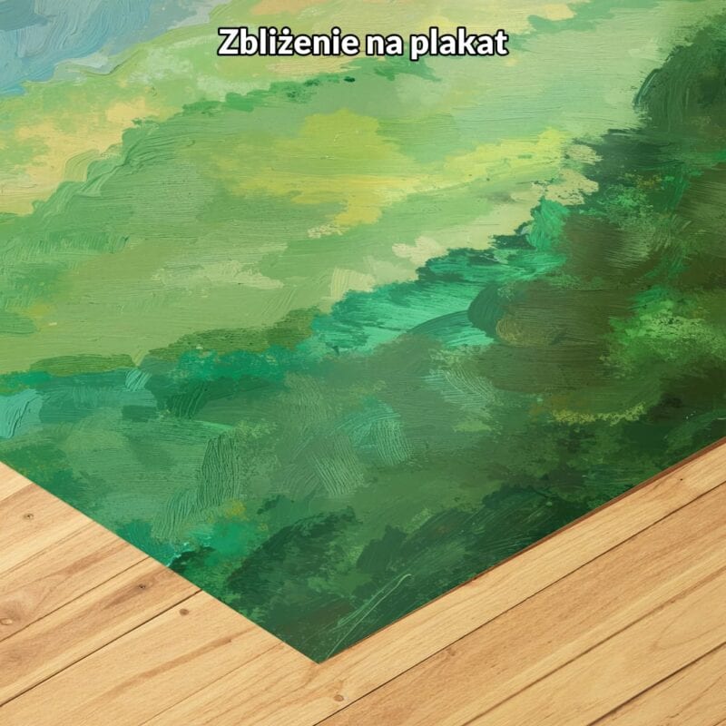 zielony niebieski pomarańczowy realistyczny obraz na ścianę do sypialni