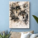 Obraz dwa wilki do salonu rustykalny