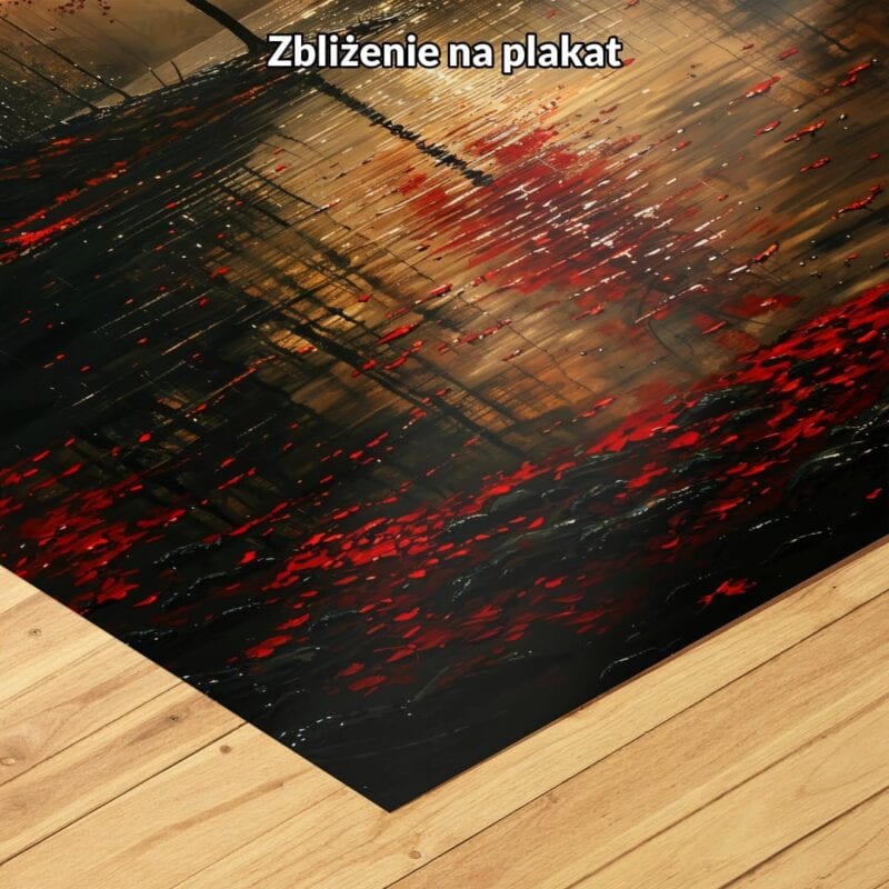 czerwony brązowy czarny realistyczny obraz na ścianę do sypialni