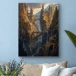 Obraz pejzaż góry do salonu górskie ruiny i wodospady Obraz pejzaż góry do salonu górskie ruiny i wodospady