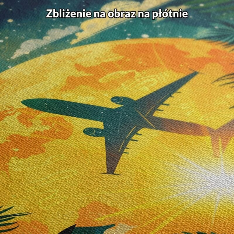 żółty zielony niebieski częściowo abstrakcyjny plakat na ścianę do salonu