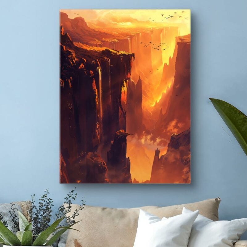 Plakat zachód słońca nad górami do salonu nowoczesny