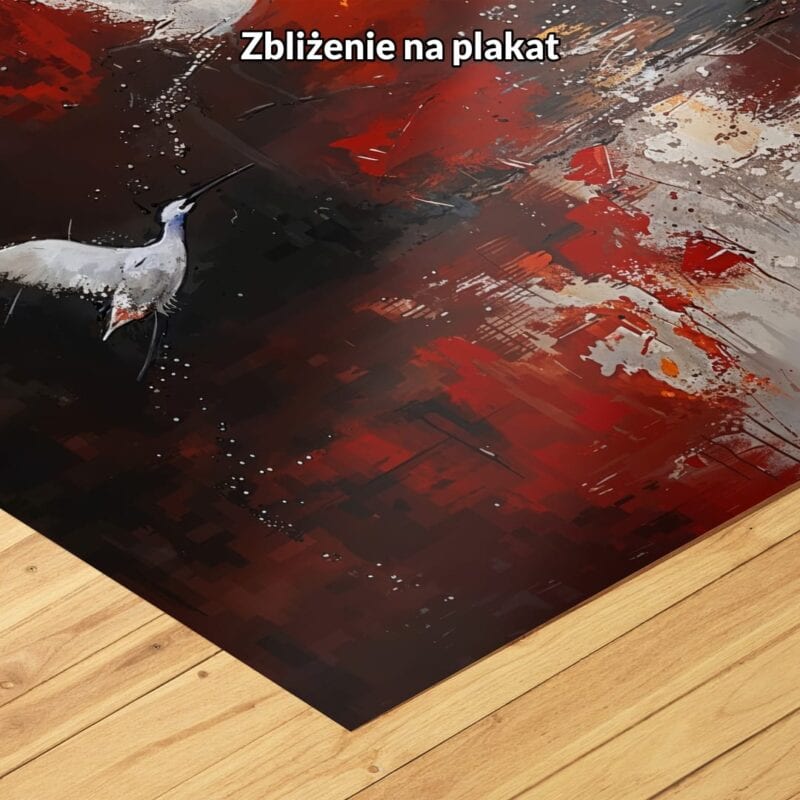 czerwony biały czarny częściowo abstrakcyjny obraz na ścianę do sypialni