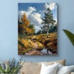 Obraz las ścieżka i drzewa do salonu impresjonizm