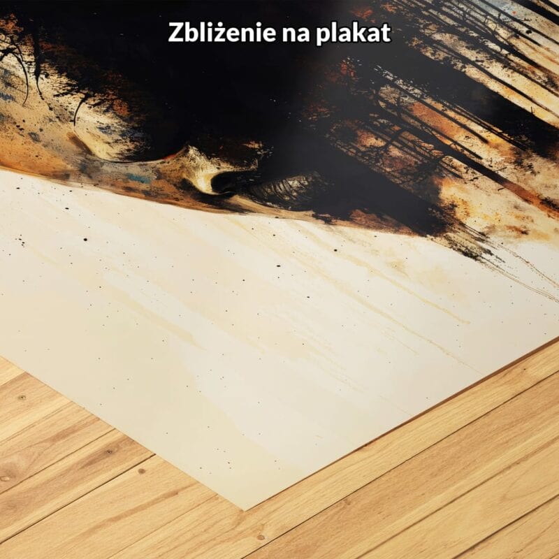 czarny czerwony beżowy częściowo abstrakcyjny obraz na ścianę do gabinetu