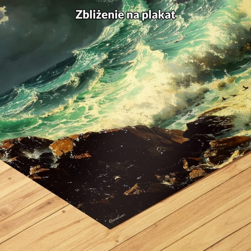 zielony turkusowy czarny realistyczny obraz na ścianę do biura i pracy