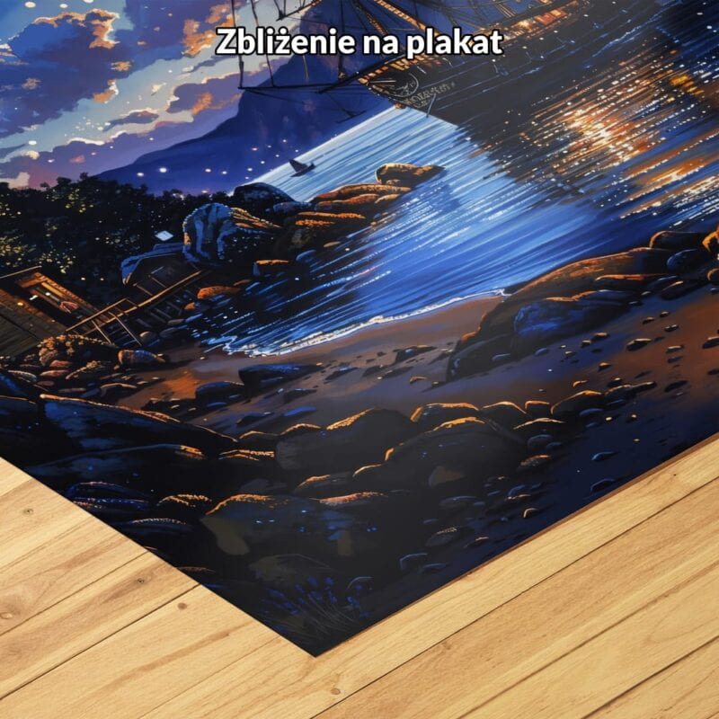 niebieski granatowy biały realistyczny obraz na ścianę do gabinetu