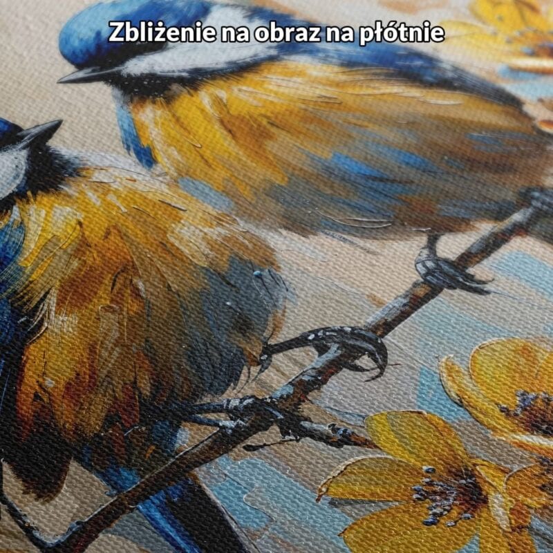Obraz na płótnie para ptaków na kwiecistej gałęzi
