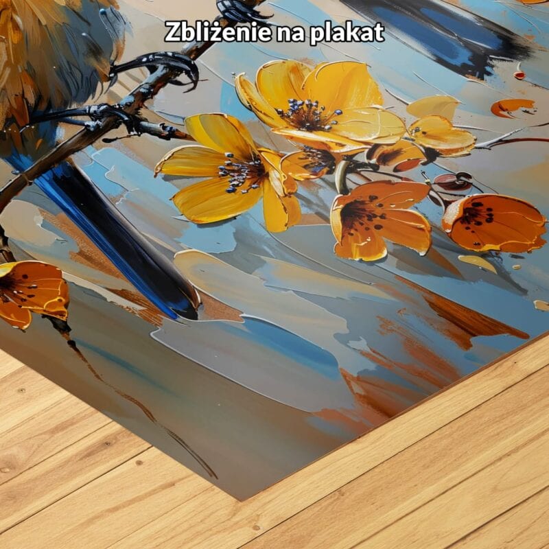 niebieski żółty biały realistyczny obraz na ścianę do sypialni