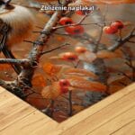 Plakat zwierzęta ptaki wróble na jesiennej gałęzi