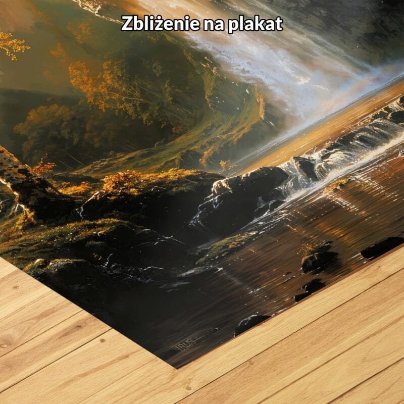 brązowy pomarańczowy zielony realistyczny obraz na ścianę do sypialni