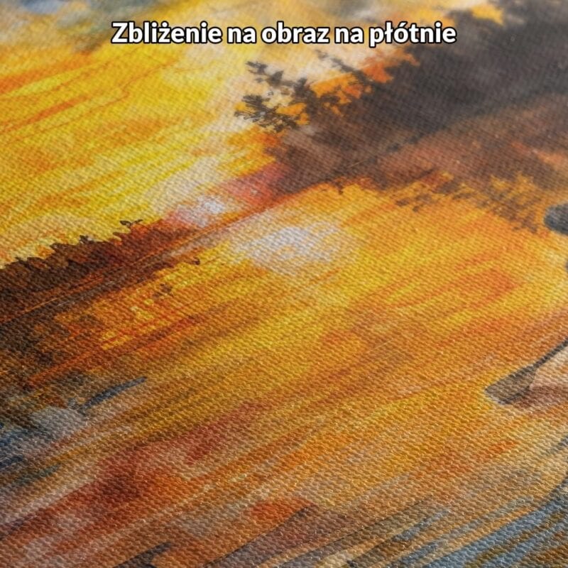 Obraz jezioro łódka zachód słońca impresjonizm