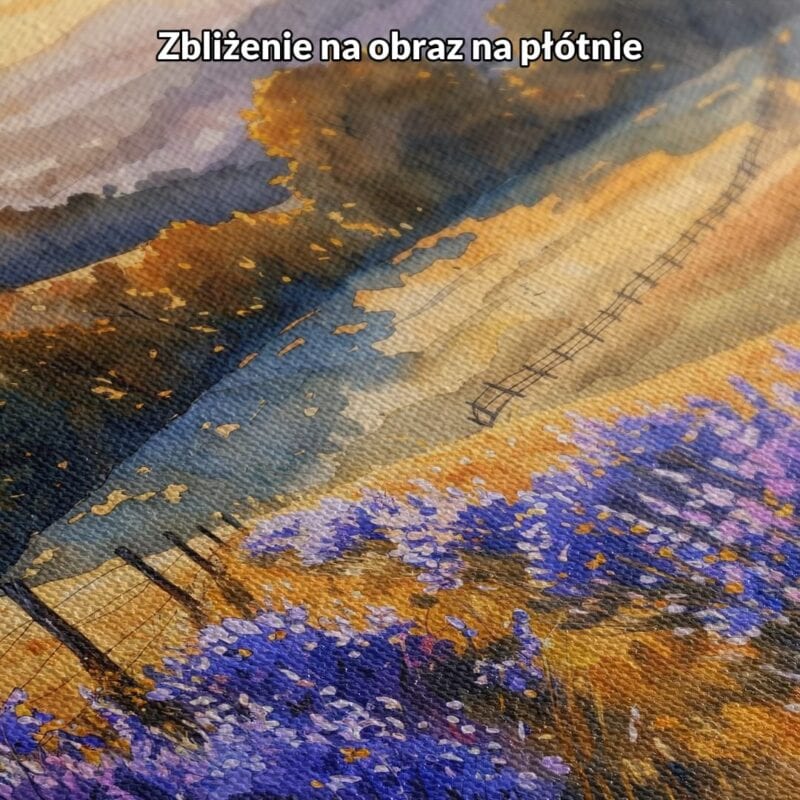 Obraz do salonu wiejski krajobraz fioletowe kwiaty