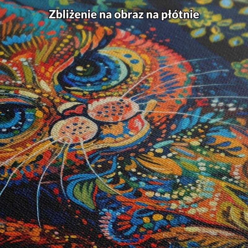 Obraz Kot w kwiatach do salonu boho