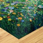 zielony żółty niebieski częściowo abstrakcyjny obraz na ścianę do sypialni